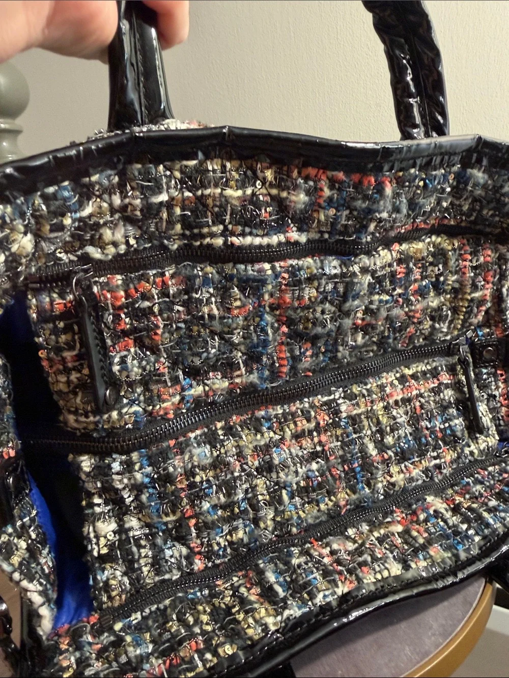MZ Wallace Medium Box Tote in a multicolored tweed fabric also a crossbody - Picture 8 of 9